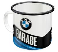 Nostalgic-Art Tasse en émail rétro, 360 ml, Official License Product (OLP), BMW - Garage - Idée de cadeau pour fans de BMW, mug de camping, design vintage