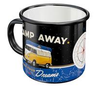 Nostalgic-Art Tasse en émail rétro, 360 ml, VW Bulli - Let's Camp Away Night - Idée de cadeau pour le bus Volkswagen, mug de camping, design vintage