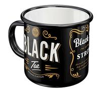 Nostalgic-Art Tasse rétro en émail, Black Tea - Idée de cadeau pour la cuisine, Mug de camping, Design vintage avec citation, 360 ml
