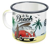 Nostalgic-Art Tasse rétro en émail, Bulli T1 - Beach - Idée de cadeau pour le bus VW, Mug de camping, Design vintage, 360 ml