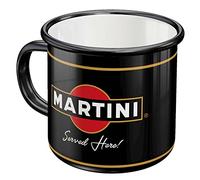 Nostalgic-Art Tasse rétro en émail, Martini - Served Here - Idée de cadeau pour amateurs de cocktails, Mug de camping, Design vintage, 360 ml
