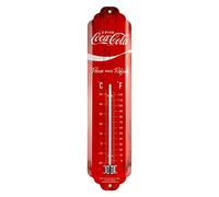 Nostalgic-Art Thermomètre rétro, 7 x 28 cm, Coca-Cola - Logo Red Wave | original Coca-Cola license product (OLP), en métal, design vintage, Idée cadeau pour fans de Coke