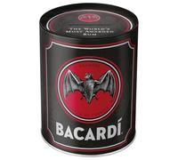 Nostalgic-Art Tirelire rétro, 1 l, Bacardi - Logo Black - Idée Cadeau pour Fans de Rhum, Official License Product (OLP), boîte à Billets en métal, Tire-Lire en Fer-Blanc