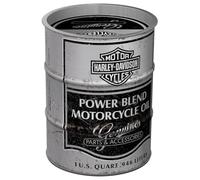 Nostalgic-Art Tirelire rétro, 600 ML, Harley-Davidson - Power Blend Oil - Idée Cadeau pour Motards, Official License Product (OLP), boîte à Billets en métal, Tire-Lire en Fer-Blanc
