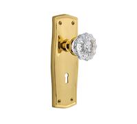 Nostalgic Warehouse Prairie Plate with Keyhole Crystal Glass Knob, Passage - 2.75", Unlacquered Brass