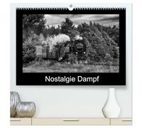 Nostalgie Dampf (hochwertiger Premium Wandkalender 2026 DIN A2 quer), Kunstdruck in Hochglanz: Dampflokomotiven in faszinierenden Schwarz-Weiss-Bildern