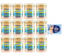 Nostromo Filetti di Tonno all'Olio di Oliva Lot de 12 filets de thon à l'huile d'olive, verre de 180 g + 1 sachet de talc Felce Azzurra gratuit 100 g