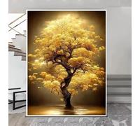 Nosudikr Arbre à argent abstrait porte-bonheur en mosaïque complète, décoration moderne pour salon (60 x 80 cm/cadre intérieur)