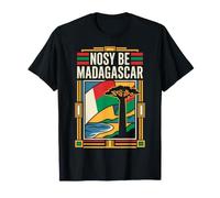Nosy Be Drapeau de Madagascar île Baobab Art rétro côtier T-Shirt
