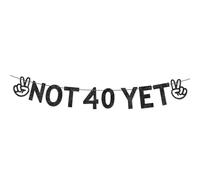 Not 40 Yet Bannière, Cool Tendance Happy 39th Birthday Fête Décorations Amusant 39 Ans Mur Suspendu Guirlande Noir Paillettes Dernière Année de Mes 30s Décor pour Femmes et Hommes Cadeaux