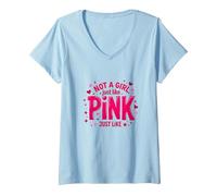 Not A Girl, Just Like Pink, Une déclaration stimulante pour Les garçons T-Shirt avec Col en V, Femme, Bleu Céleste, M