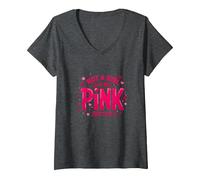Not A Girl, Just Like Pink, Une déclaration stimulante pour Les garçons T-Shirt avec Col en V, Femme, Chiné Foncé, L