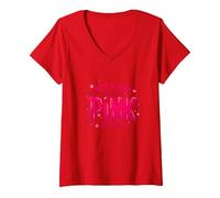 Not A Girl, Just Like Pink, Une déclaration stimulante pour Les garçons T-Shirt avec Col en V, Femme, Rouge, XL