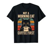 Not A Morning Cat Coffee First Humour Humoristique pour Chat T-Shirt