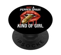 Not A Pepper Spray Kind of Girl Pro Gun Owner Right Red Lip PopSockets PopGrip Adhésif