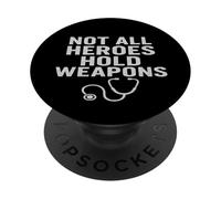 Not All Heroes Hold Weapons Vintage Nurse Power. PopSockets PopGrip Adhésif