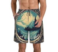 Not All Who Wander are Lost 1 Print Short fantaisie décontracté taille élastique cordon de serrage Short d'été plage vacances, blanc, Large