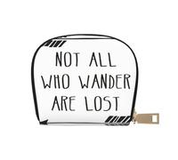 Not All Who Wander are Lost - Portefeuille pour cartes de crédit pour homme et femme - Étui en cuir avec fermeture éclair - Petit portefeuille pour voyage, blanc, Taille unique