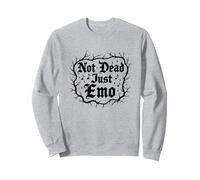 Not Dead Just Emo Elder Gothic Music Nostalgie Sweatshirt, Unisexe pour Adultes, Gris Chiné, L