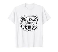 Not Dead Just Emo Elder Gothic Music Nostalgie T-Shirt, Homme, Blanc, XXL