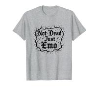 Not Dead Just Emo Elder Gothic Music Nostalgie T-Shirt, Homme, Gris Chiné, XXL