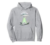 Not from Around Here: Alien Visitor Sci-FI Humour Sweat à Capuche, Unisexe pour Adultes, Gris Chiné, M
