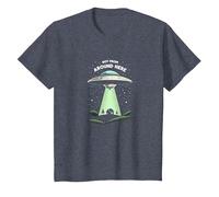 Not from Around Here: Alien Visitor Sci-FI Humour T-Shirt, Enfant, Bleu Chiné, 6 Ans