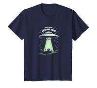 Not from Around Here: Alien Visitor Sci-FI Humour T-Shirt, Enfant, Bleu Marine, 12 Ans