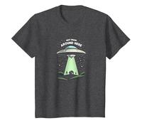 Not from Around Here: Alien Visitor Sci-FI Humour T-Shirt, Enfant, Chiné Foncé, 10 Ans