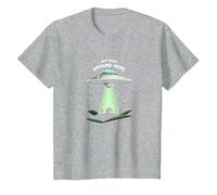 Not from Around Here: Alien Visitor Sci-FI Humour T-Shirt, Enfant, Gris Chiné, 12 Ans