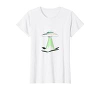 Not from Around Here: Alien Visitor Sci-FI Humour T-Shirt, Femme, Blanc, XL