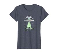 Not from Around Here: Alien Visitor Sci-FI Humour T-Shirt, Femme, Bleu Chiné, S
