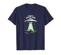 Not from Around Here: Alien Visitor Sci-FI Humour T-Shirt, Homme, Bleu Marine, L