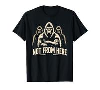 Not from Here Bigfoot Trio Retro Cryptid Design T-Shirt