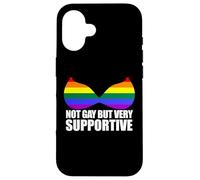Not Gay But Very Support LGBT Straight Ally Bra Meme Coque pour iPhone 16