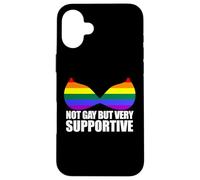 Not Gay But Very Support LGBT Straight Ally Bra Meme Coque pour iPhone 16 Plus