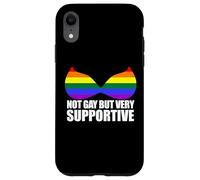 Not Gay But Very Support LGBT Straight Ally Bra Meme Coque pour iPhone XR