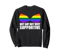 Not Gay But Very Support LGBT Straight Ally Bra Meme Sweatshirt