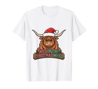 Not in The Christmas Moo-d - Vache Highland Noël T-Shirt Graphique avec Valeur, Homme, Blanc, S