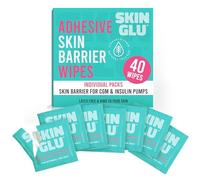 Not Just A Patch Skin Glu Skin Prep Wipes (lot de 40) - Lingettes de barrière cutanée hypoallergéniques sans latex pré-CGM pour capteurs de surveillance de la glycémie, patchs et pompes à insuline