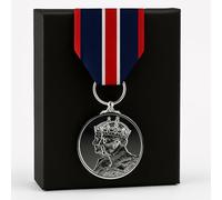 NOT JUST A PRINT Médaille commémorative du roi Charles III, ton argent, ruban rouge, blanc, bleu