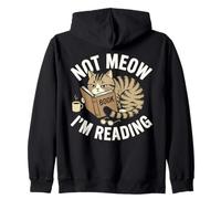 Not Meow Im Reading Grumpy Looking Cat Book Lover Art Humoristique Sweat à Capuche