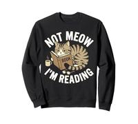 Not Meow Im Reading Grumpy Looking Cat Book Lover Art Humoristique Sweatshirt