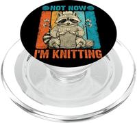 Not Now I'm Knitting Raccoon Humour PopSockets PopGrip pour MagSafe