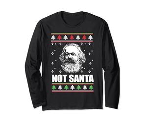 Not Santa Karl Marx Pull de Noël moche Meme communiste Manche Longue