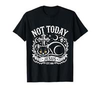 Not Today Jesus Funny Christian Halloween Chat Noir Sorcière T-Shirt