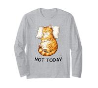 Not Today Lazy Sleeping Orange Cat Meme Funny Morning Mood Manche Longue