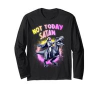 Not Today Satan Christian Humour Tee Funny Jésus & Dinosaure Manche Longue