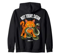 Not Today Satan James 4:7 Christian Orange Cat Bible Funny Sweat à Capuche