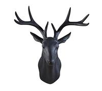 Notakia Grande tête de cerf noire de 50,8 cm - Décoration murale rustique faite à la main - Bois de cerf